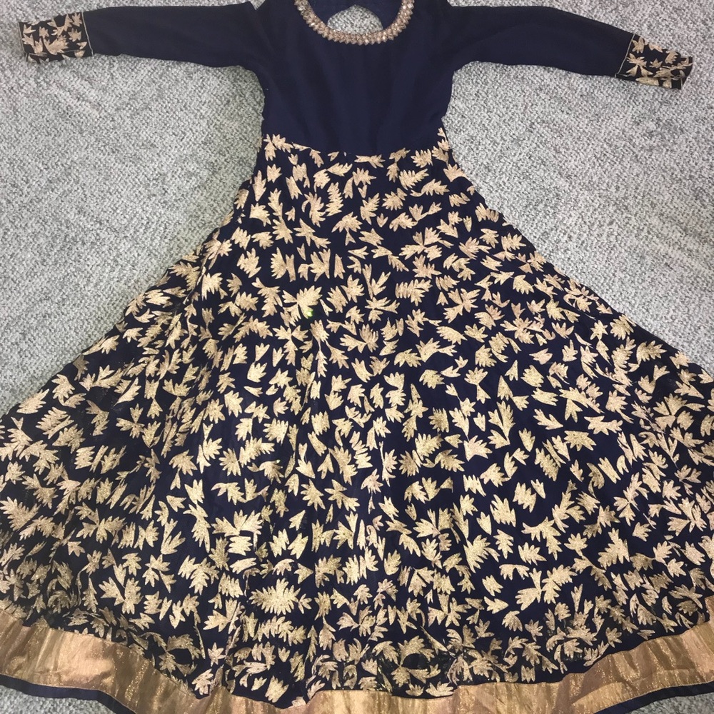 Indian long Anarkali dress.